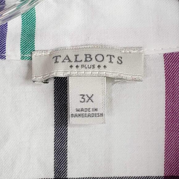 Talbots Shirt Button Up White Plaid Print LS Shirt Womens Plus Size 3X Cotton - Picture 8 of 9